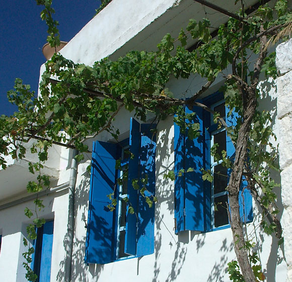 Façade de maison typique en Crète